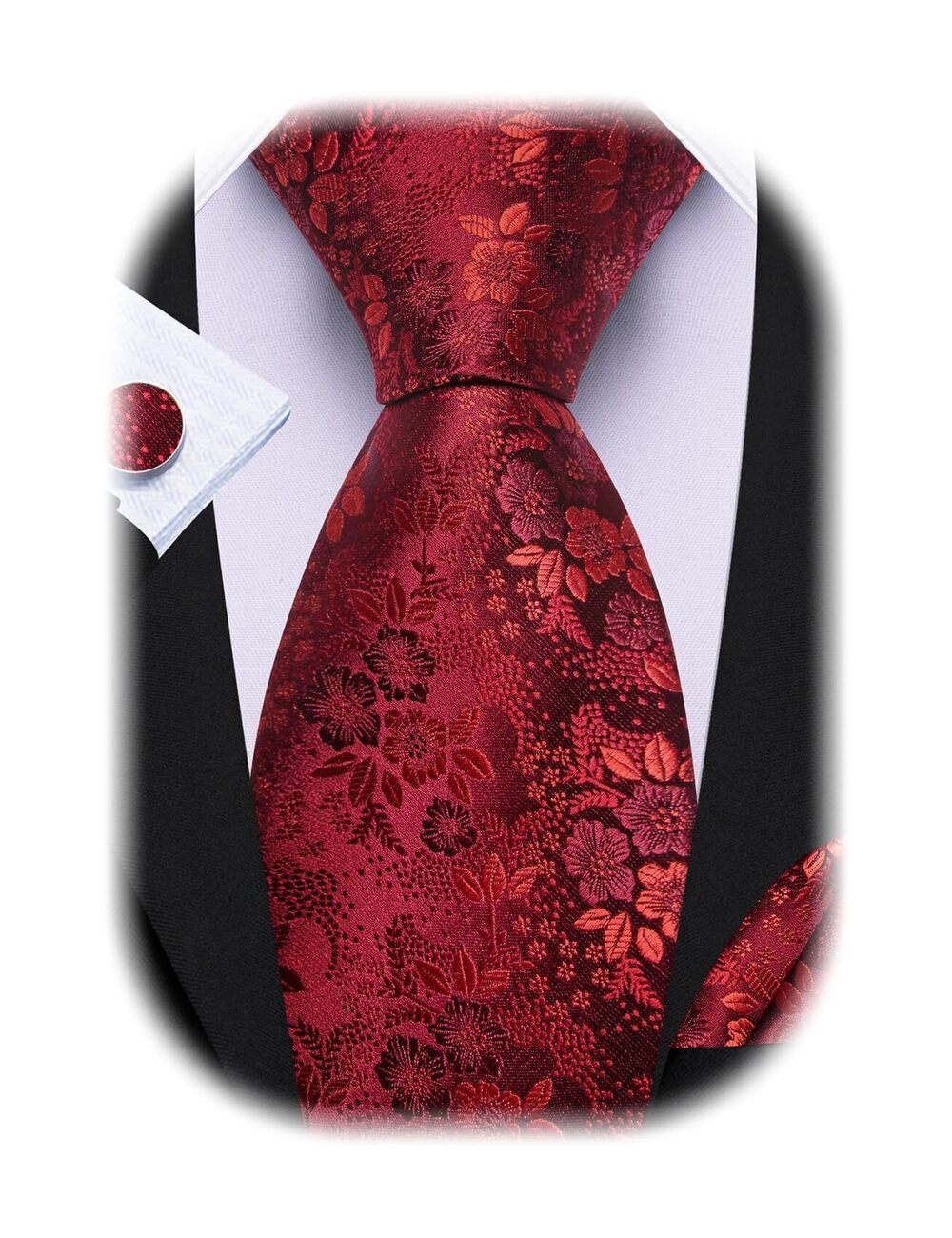 9519 Flower Ties Handkerchief Cufflinks Set Wedding Necktie Set Party